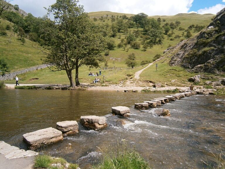 Dovedale stepping stones near Roaches Hall, Peak District