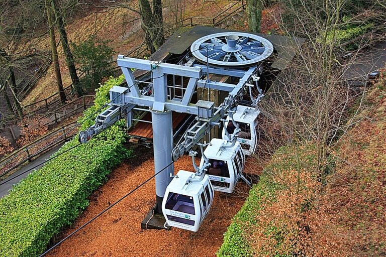 Heights of Abraham cable cars near Roaches Hall, Peak District